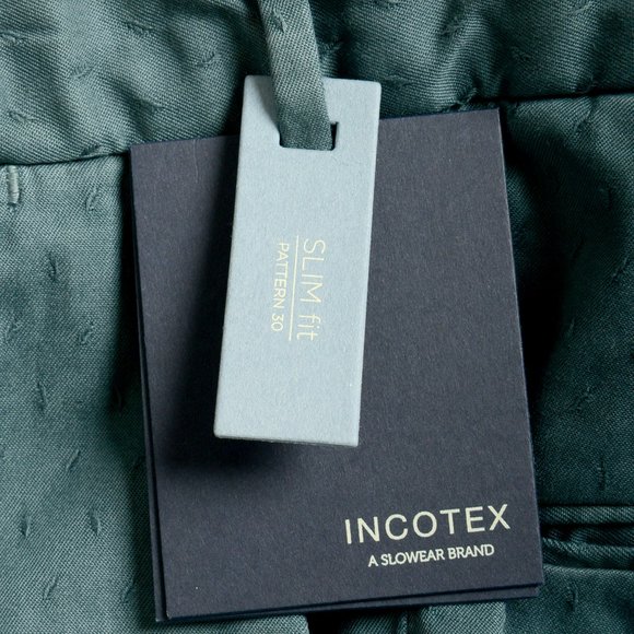 Incotex Slowear Men's Ocean Blue Flat Front Casual Pants - Picture 5 of 5